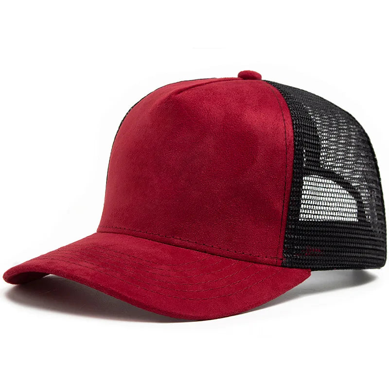 Suede Mesh Trucker Cap