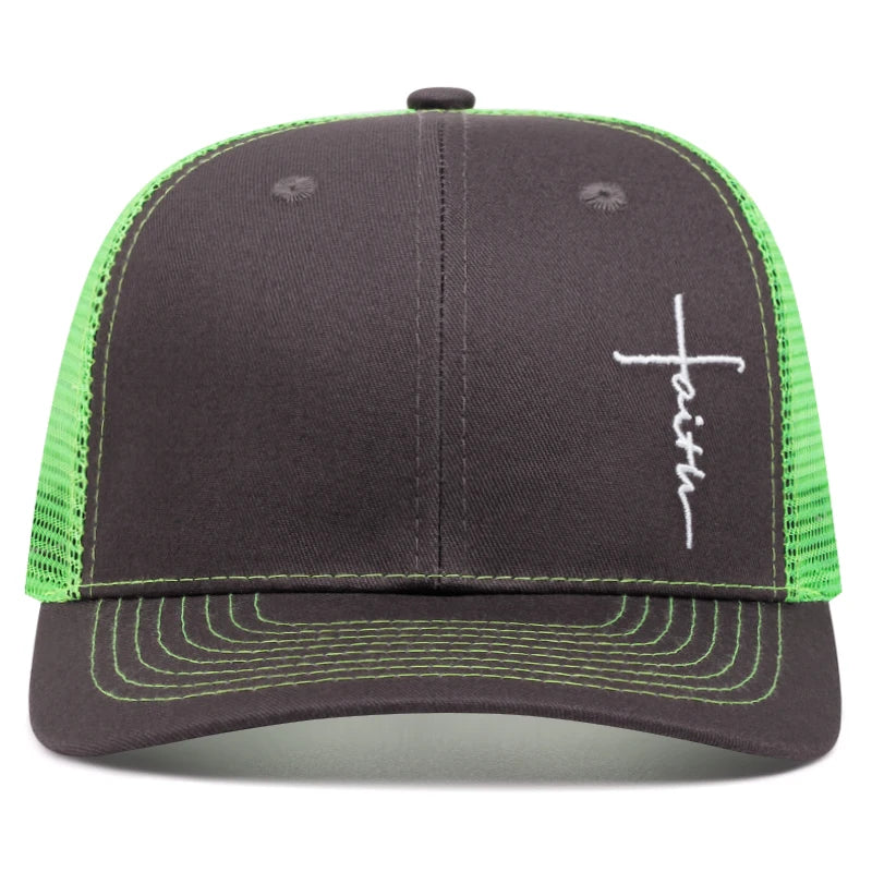 Cross Embroidered Trucker Cap