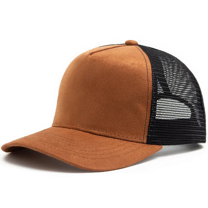Suede Mesh Trucker Cap