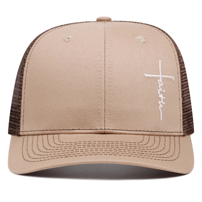 Cross Embroidered Trucker Cap