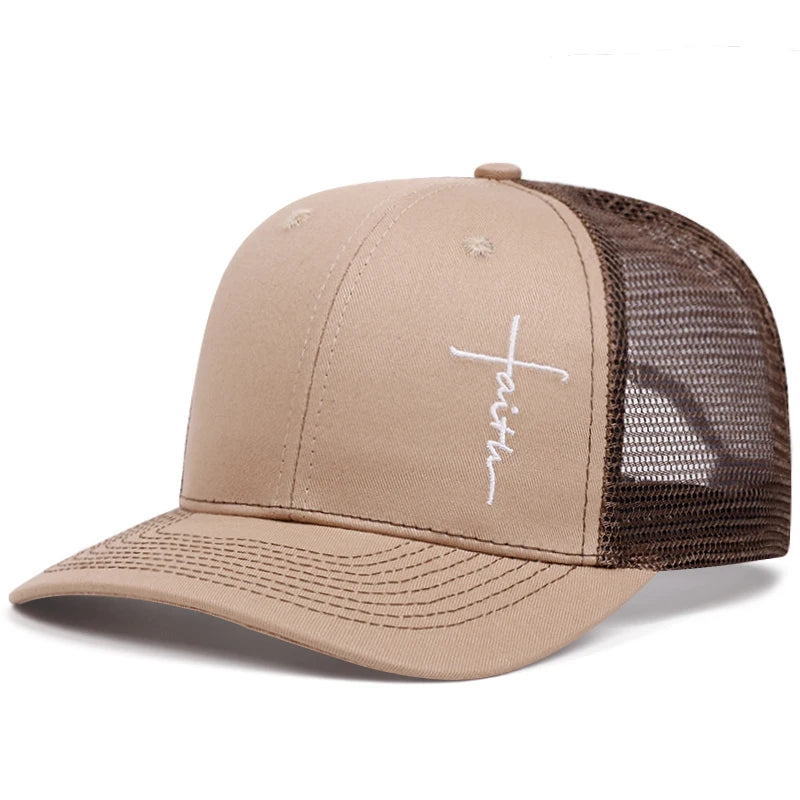 Cross Embroidered Trucker Cap
