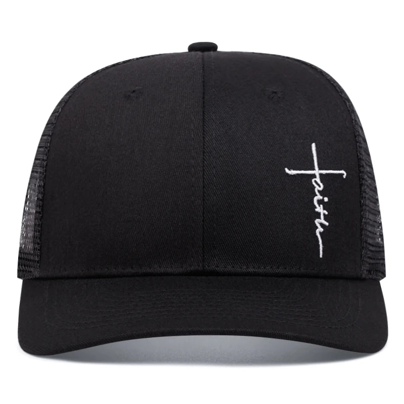 Cross Embroidered Trucker Cap