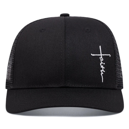 Cross Embroidered Trucker Cap