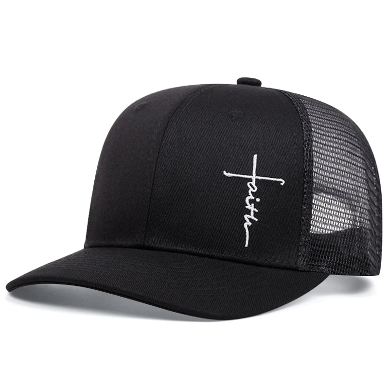 Cross Embroidered Trucker Cap
