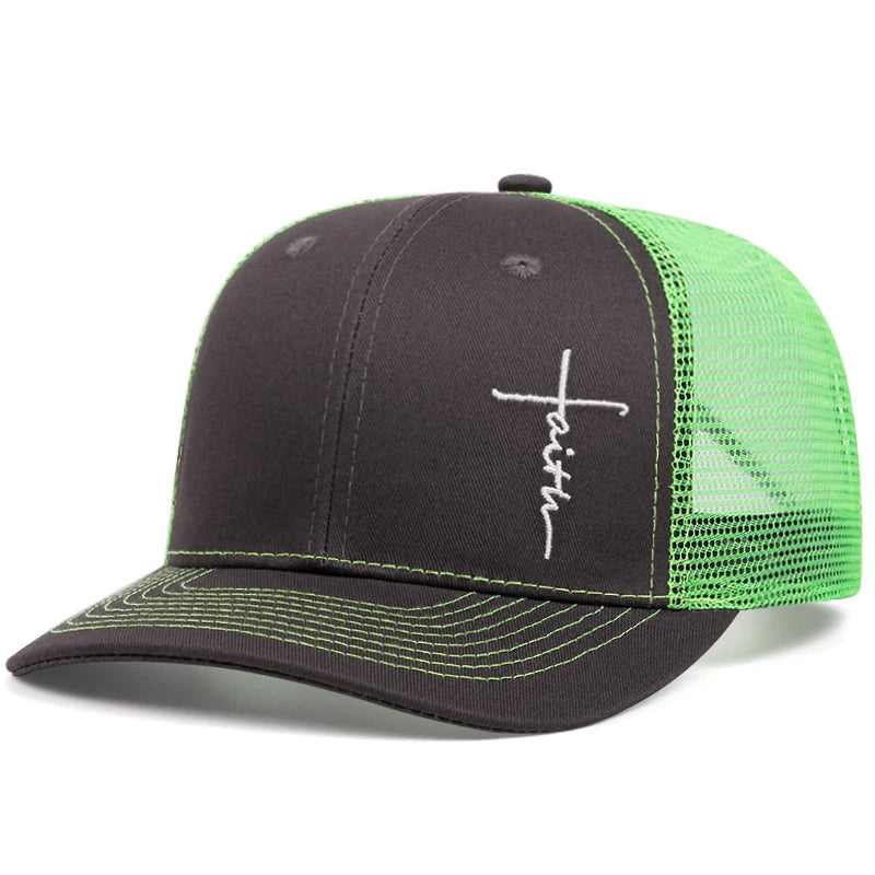 Cross Embroidered Trucker Cap