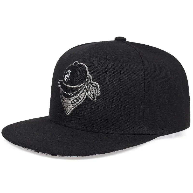 Masked Embroidered Hip-Hop Snapback