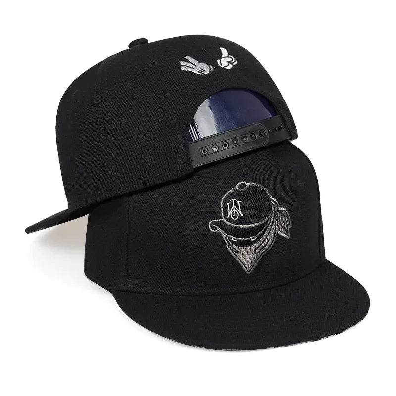 Masked Embroidered Hip-Hop Snapback